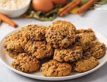 A plate of Chewy Oatmeal Cookies