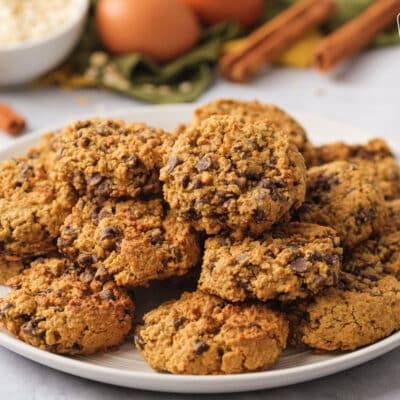 A plate of Chewy Oatmeal Cookies