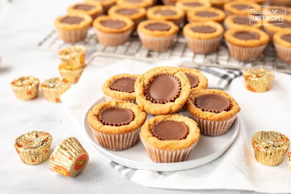 Reese's Peanut Butter Cup Cookies on a plate.