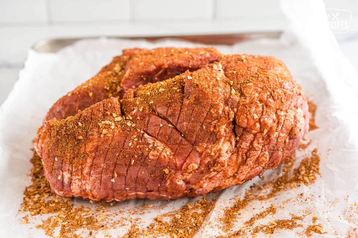 pork shoulder rubbed with a spice rub
