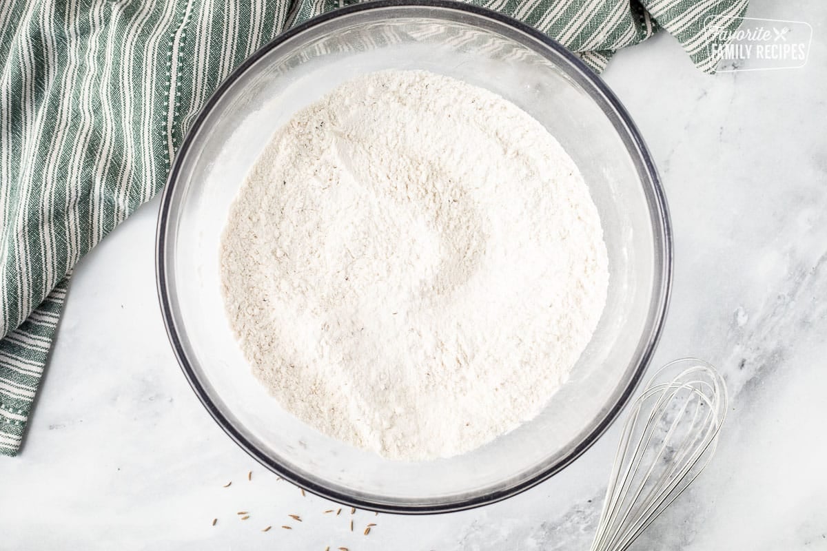 Bowl of dry ingredients combined.