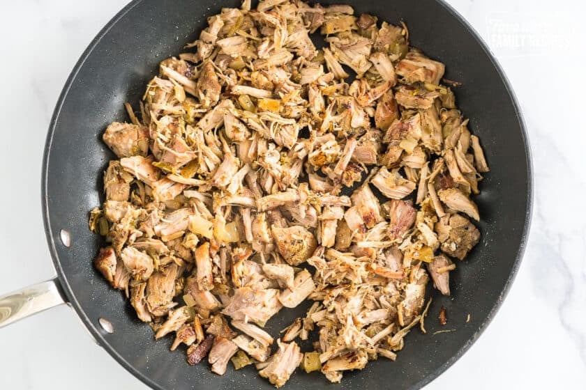 Shredded Pork in a skillet