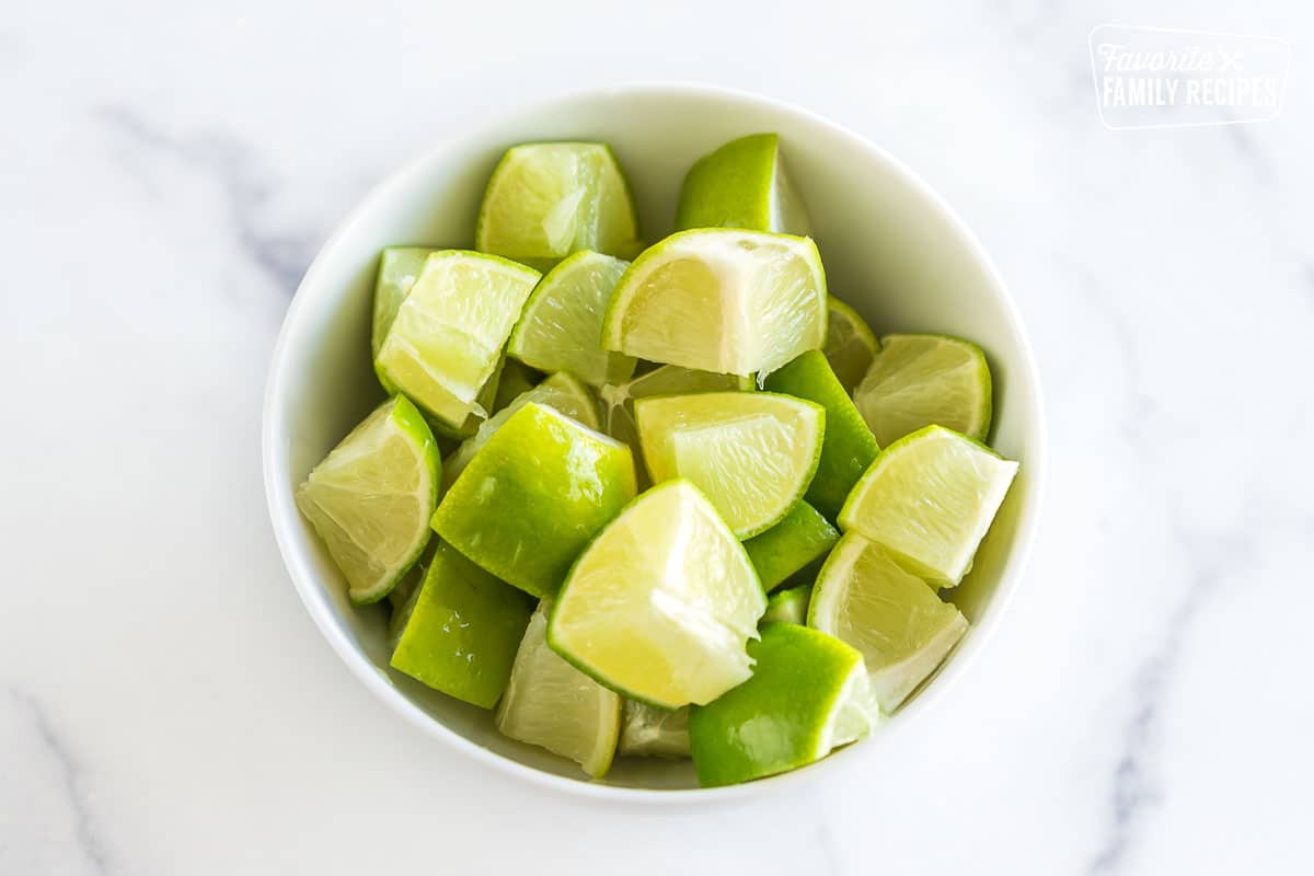 cut limes in a bowl