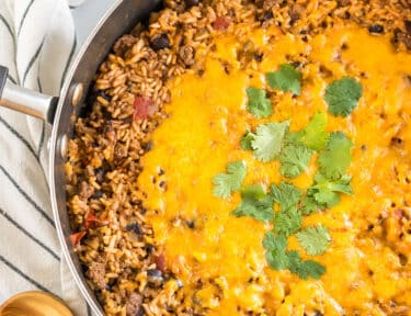 Mexican Beef and Rice Skillet in a large pan