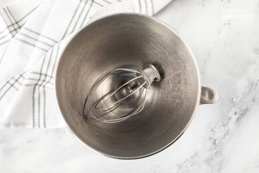 Chilled mixing bowl with a whisk attachment.
