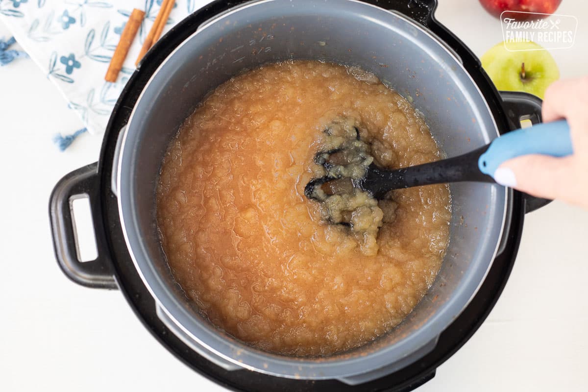 Instant Pot with smashed applesauce.
