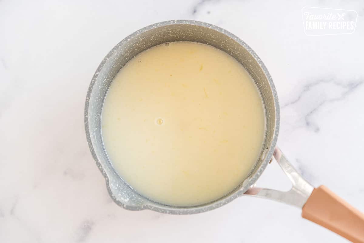 White sugar mixture in a pan