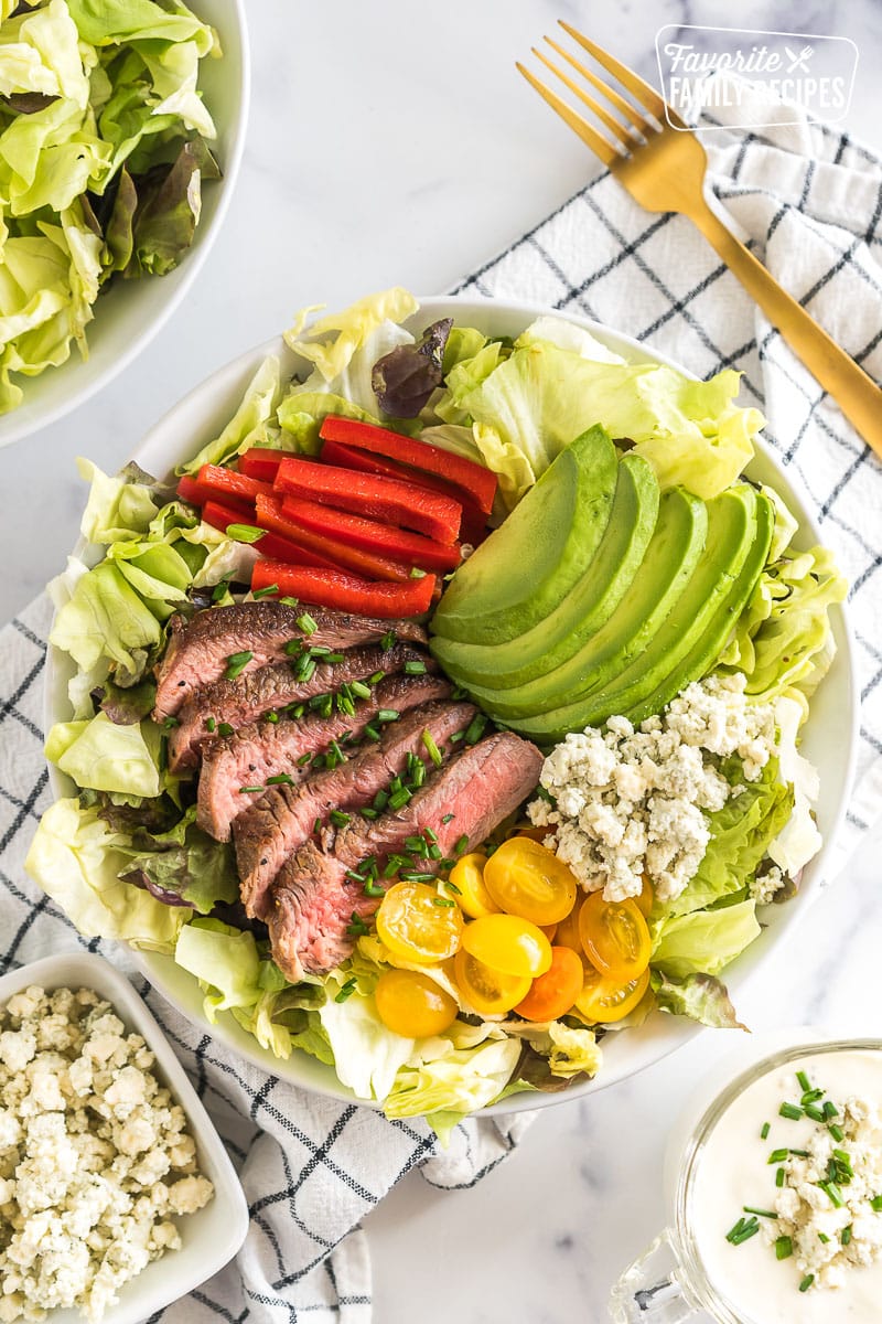 A Steak Salad in a bowl.