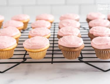 Mini cupcakes with raspberry frosting