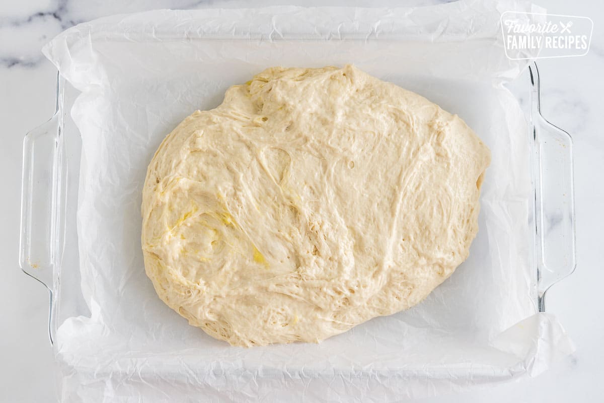 dough in a 9x13 pan