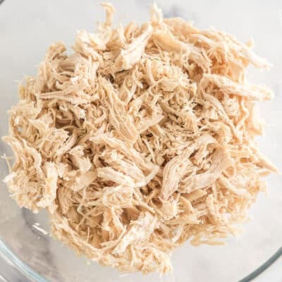 Shredded chicken in a bowl
