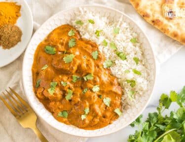 Butter Chicken with rice and cilantro