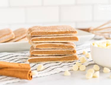 churro toffee broken in half and stacked