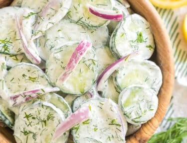 Creamy Cucumber Salad in a bowl