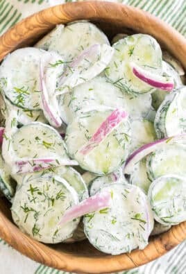 Creamy Cucumber Salad in a bowl
