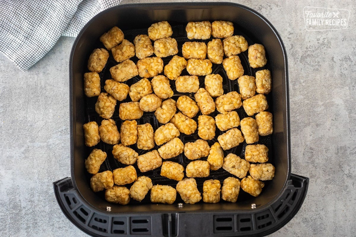 Single layer of Frozen Tater Tots in the Air Fryer.
