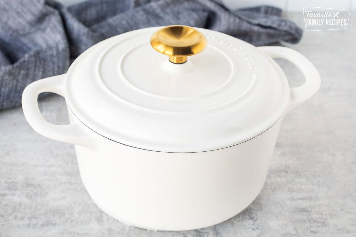 Lid on pot of coconut rice.