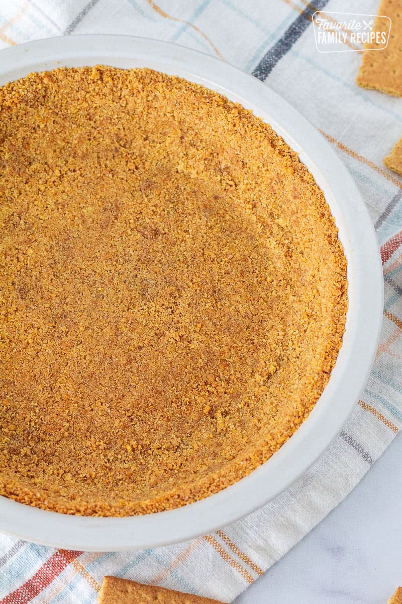 Graham Cracker Pie Crust pressed into a pie plate.