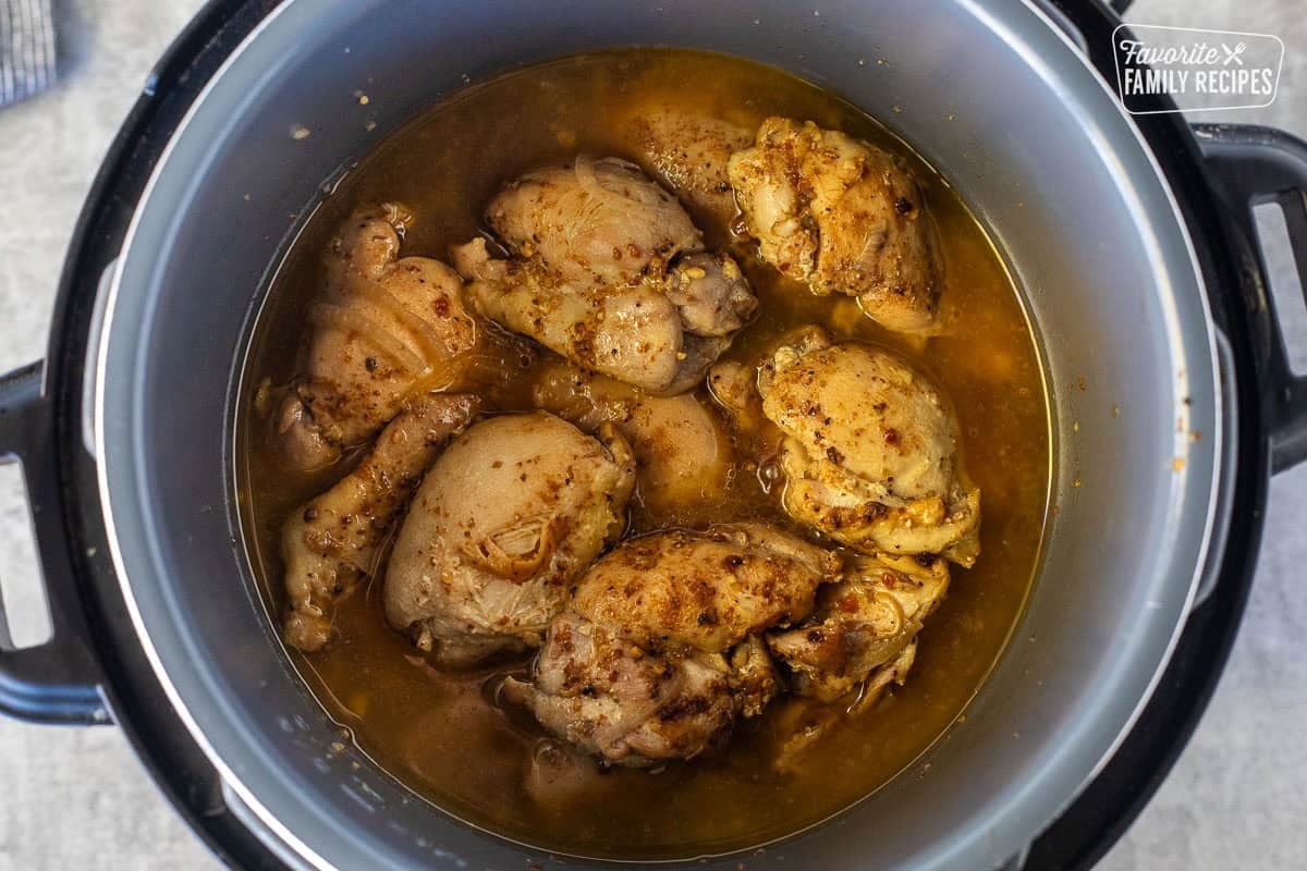 Cooked chicken thighs in an instant pot.