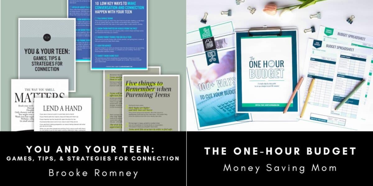 Image showing a marriage bundle including pdfs and printables to help couples strengthen their marriage. This shows samples of the documents and prinatbles included. 