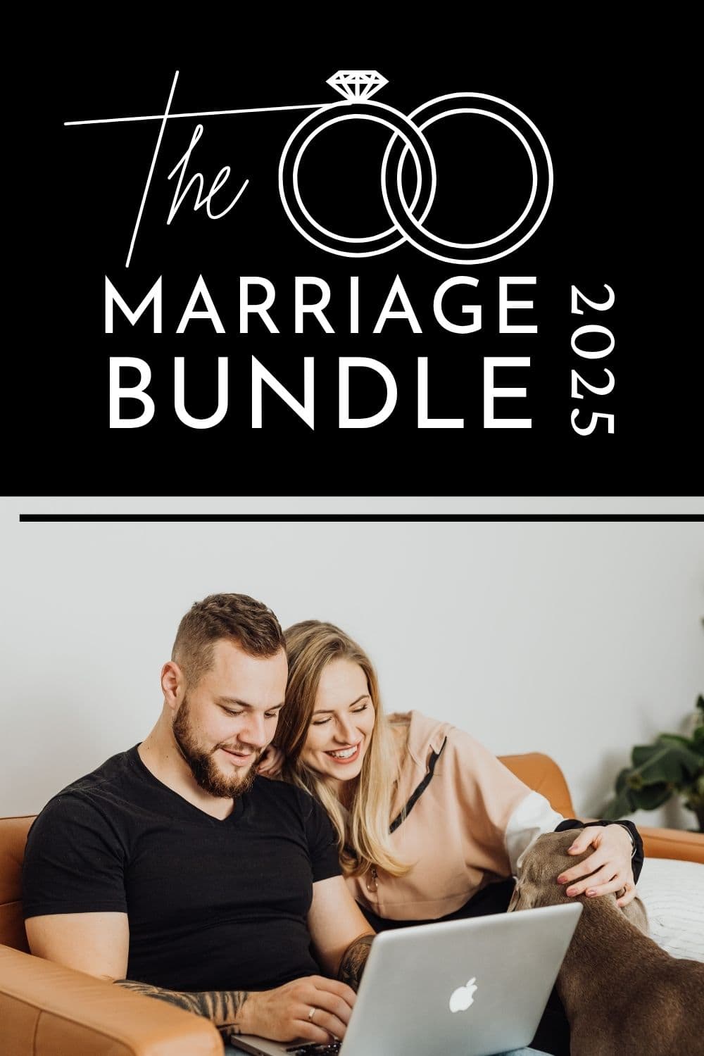 Image showing a marriage bundle including pdfs and printables to help couples strengthen their marriage. This shows samples of the documents and prinatbles included. 