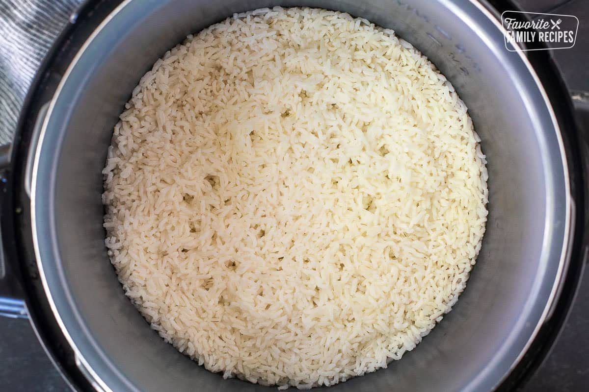 Cooked rice in an instant pot.