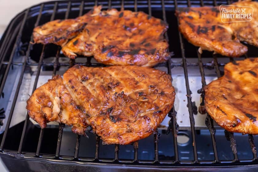 Grilled teriyaki chicken on the barbecue.