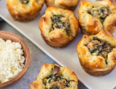 Platter with Kronk's Spinach Puffs.