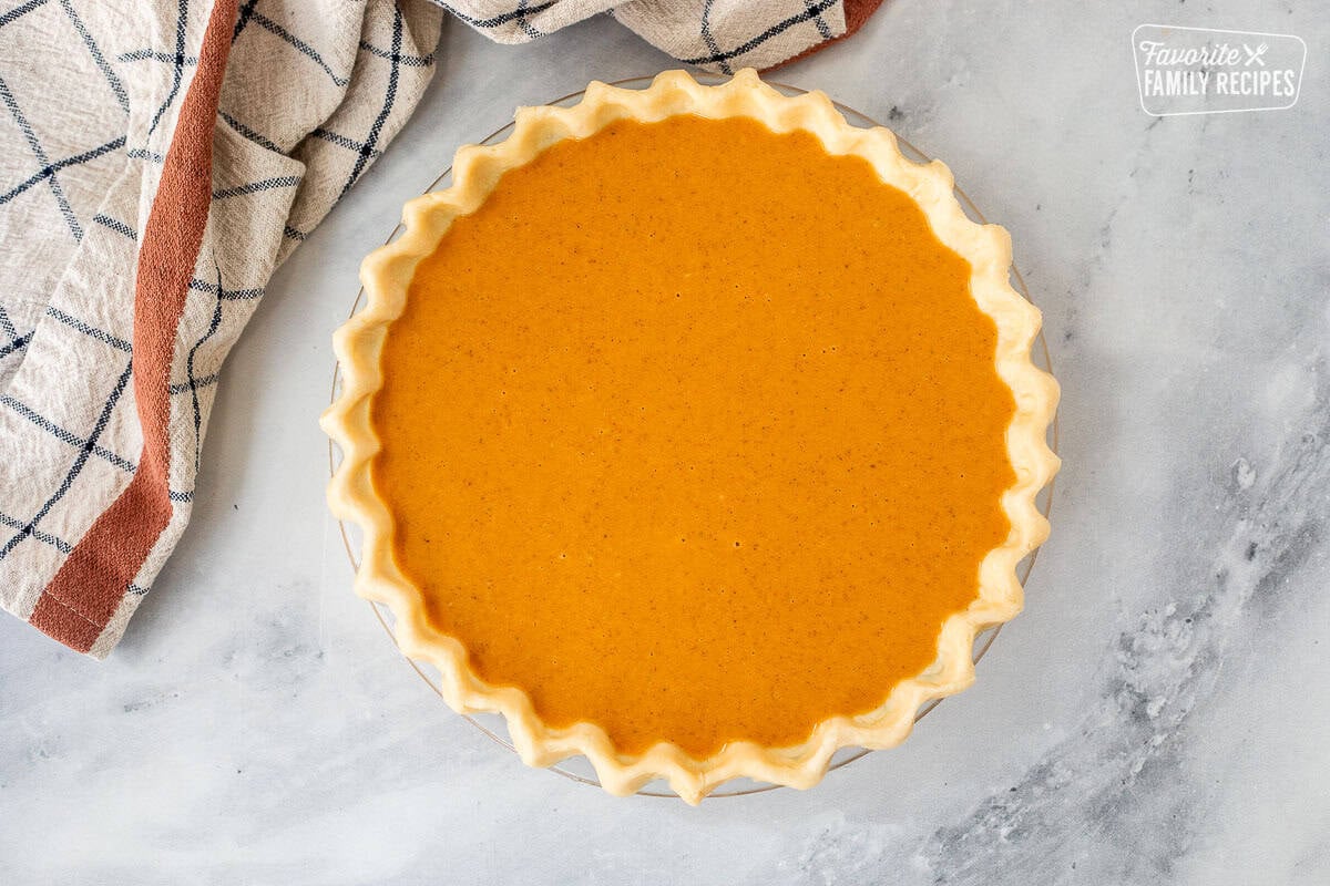 Unbaked pumpkin pie.