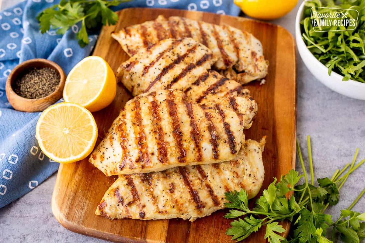Grilled lemon pepper chicken breasts.
