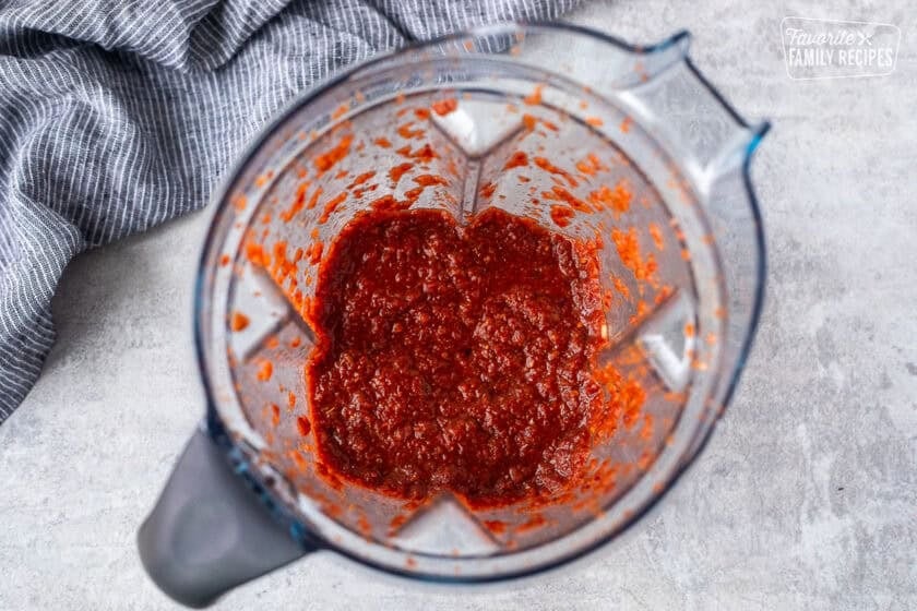 Blender with Chipotle steak marinade.