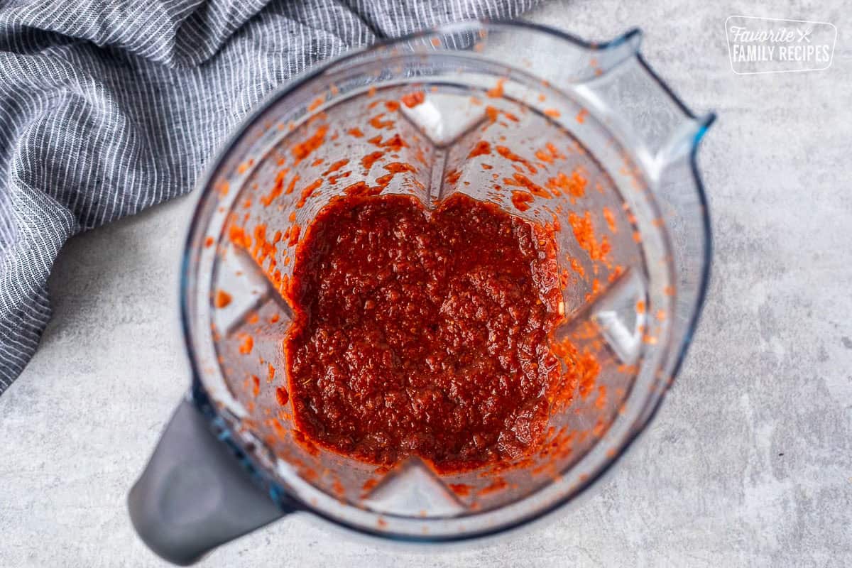 Blender with Chipotle steak marinade.