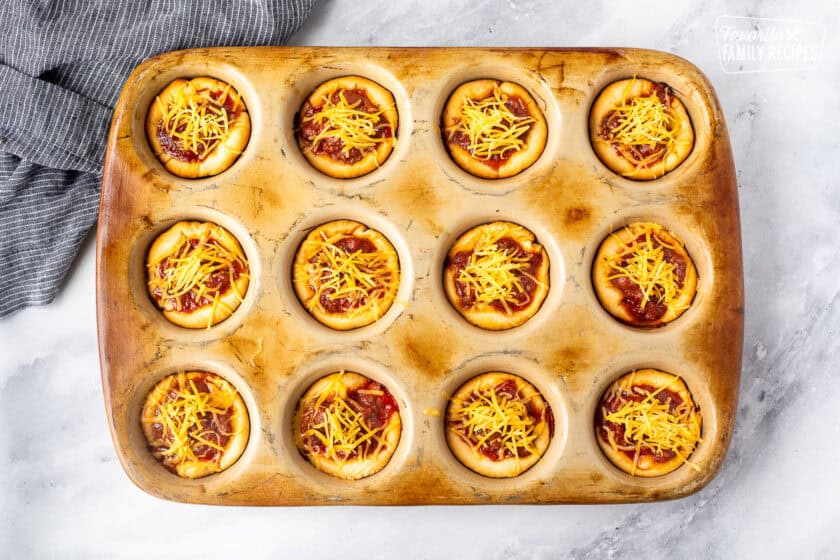 Baked Sloppy Joe Biscuits topped with cheese.