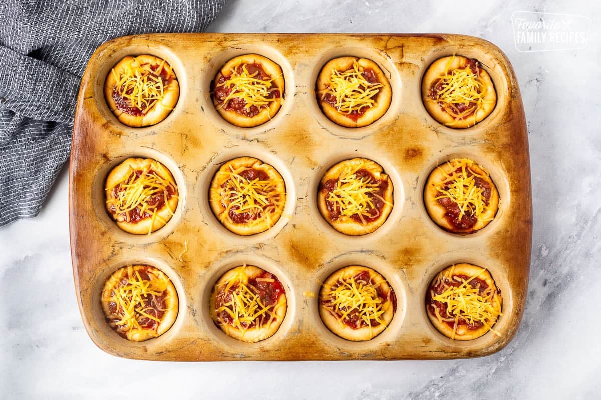 Baked Sloppy Joe Biscuits topped with cheese.