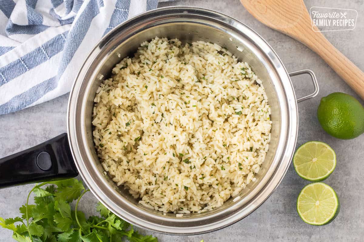 Cafe Rio cilantro lime rice in a saucepan.