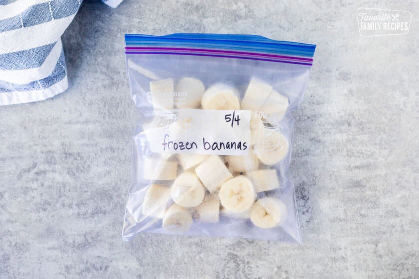 Bag of frozen bananas.