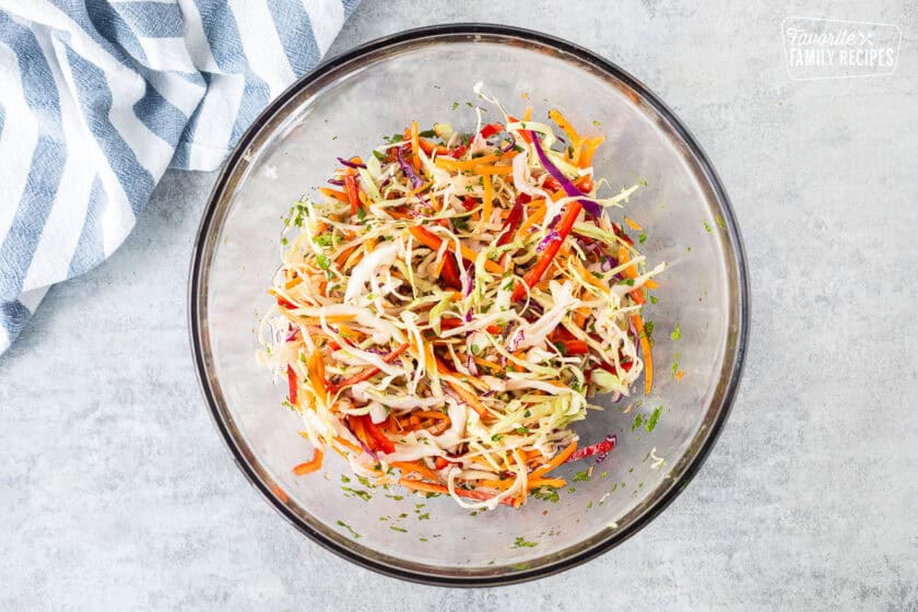 Cabbage slaw in a bowl.
