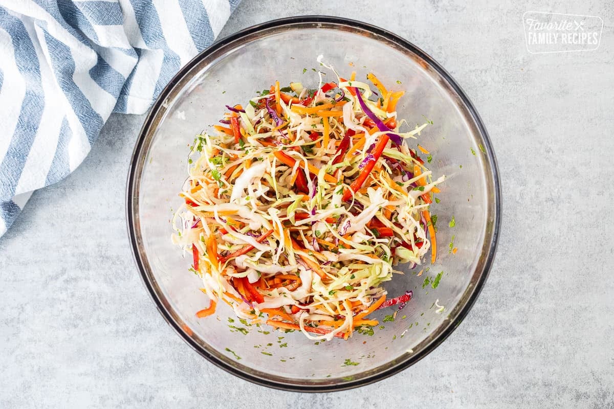 Cabbage slaw in a bowl.