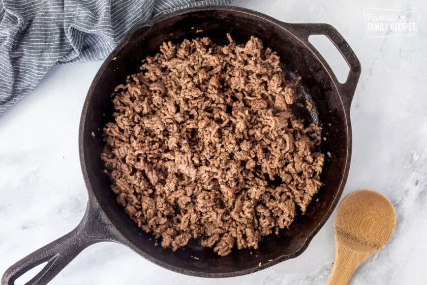 Skillet browned ground beef.