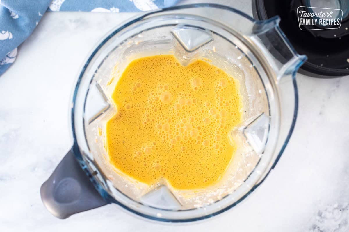 Eggs blended into cheese mixture to make egg bites